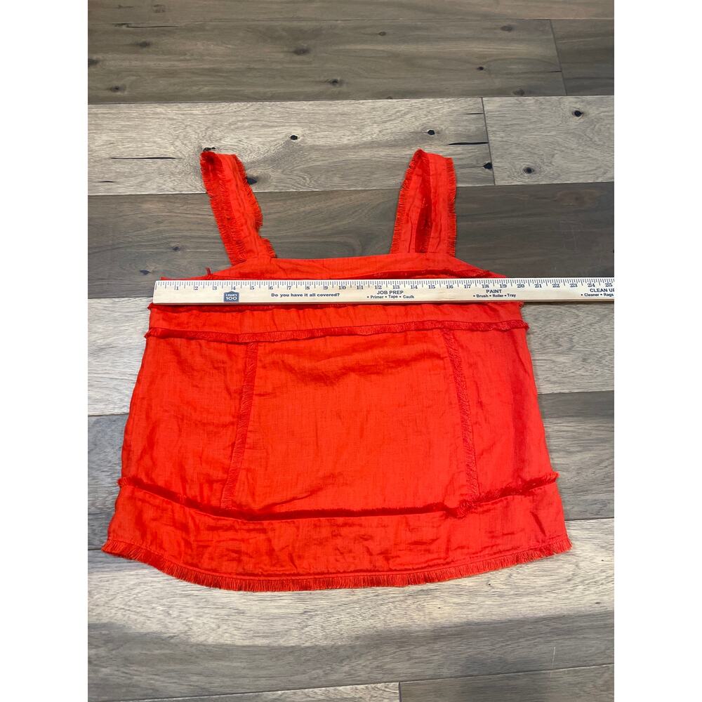 J.Crew 100% Linen Fringe Detail Top Orange Size 14 - Picture 7 of 8